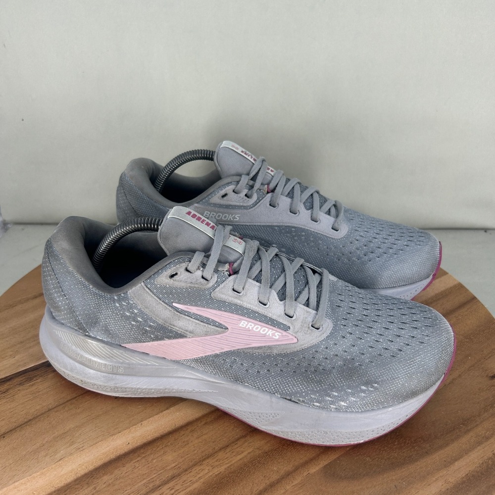 Brooks Adrenaline GTS 24 Grey Pink Running Shoes 1204262E019 Mens 11 Extra Wide